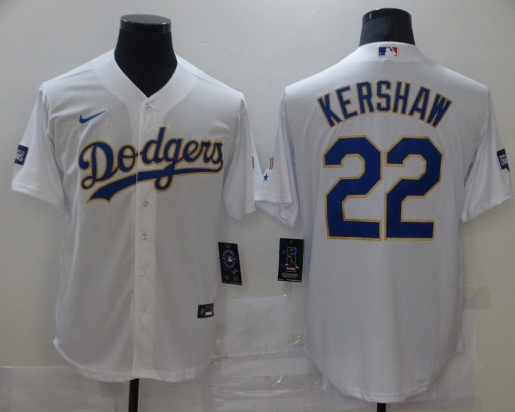 Men's Los Angeles Dodgers Clayton Kershaw #22 White Stitched Jersey