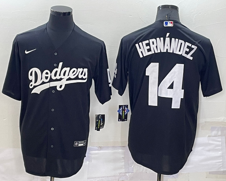 Men's Los Angeles Dodgers Enrique Hernandez #14 Black Baseball Jersey