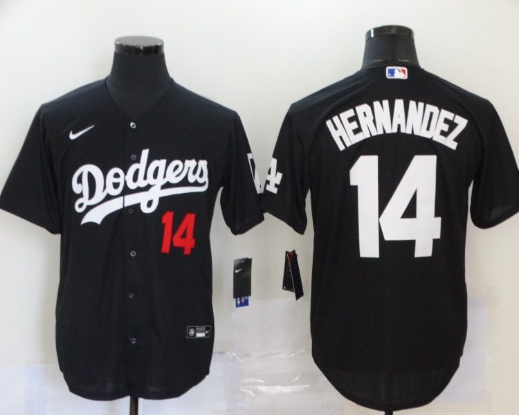 Men's Los Angeles Dodgers Enrique Hernandez #14 Black Stitched Jersey