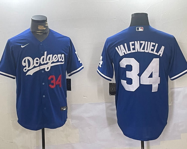 Men's Los Angeles Dodgers Fernando Valenzuela #34 Blue Jersey