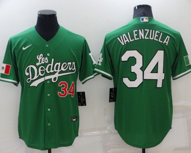 Men's Los Angeles Dodgers Fernando Valenzuela #34 Green Jersey