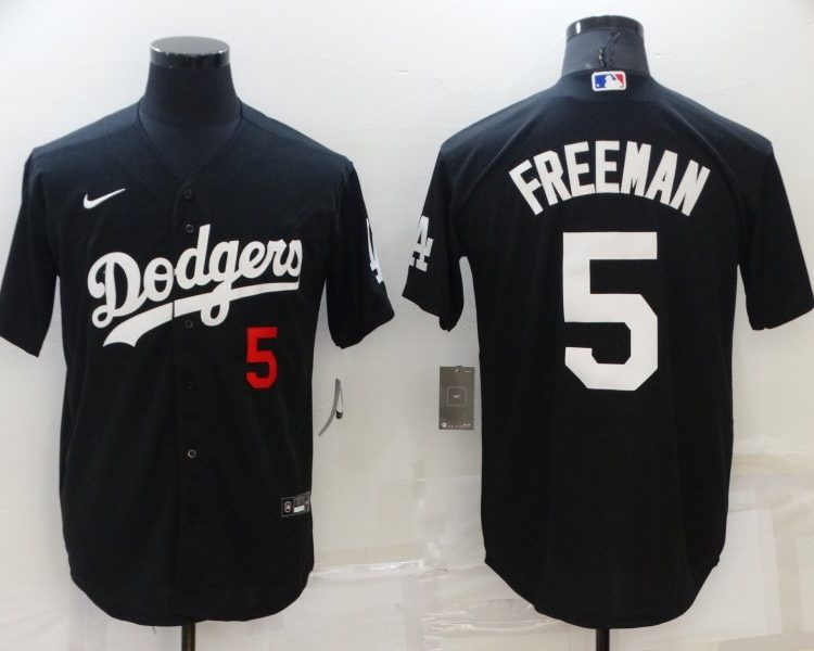 Men's Los Angeles Dodgers Freddie Freeman #5 Black Stitched Jersey