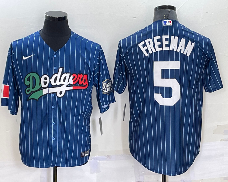 Men's Los Angeles Dodgers Freddie Freeman #5 Blue Authentic Jersey