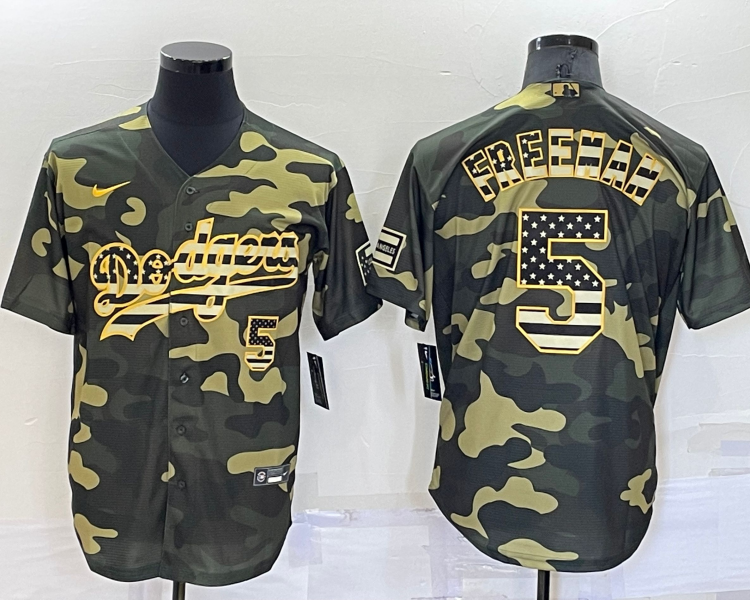 Men's Los Angeles Dodgers Freddie Freeman #5 Camouflage Baseball Jersey