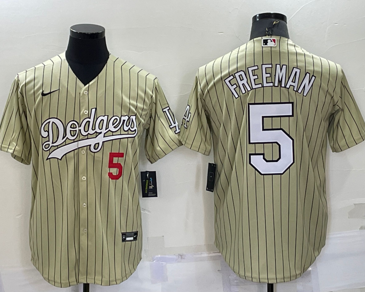 Men's Los Angeles Dodgers Freddie Freeman #5 Gold Baseball Jersey