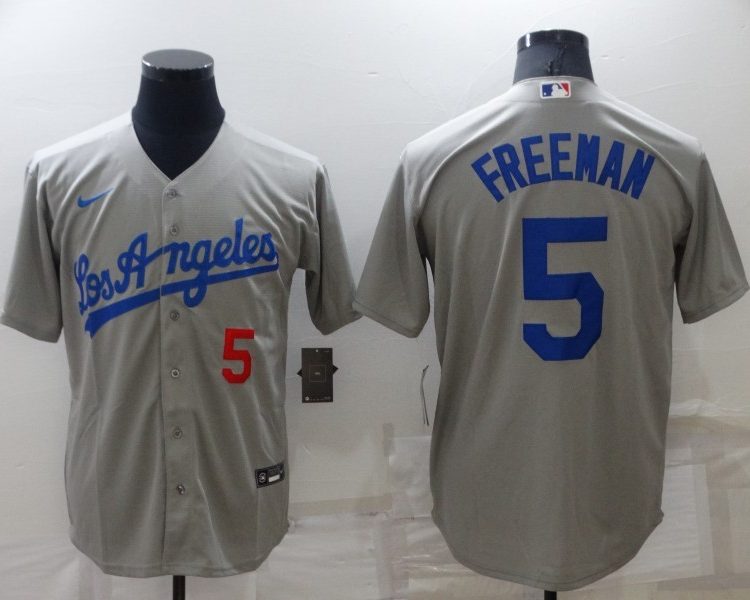 Men's Los Angeles Dodgers Freddie Freeman #5 Gray Jersey