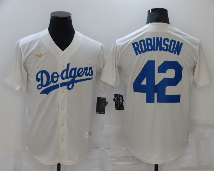 Men's Los Angeles Dodgers Jackie Robinson #42 Beige Baseball Jersey