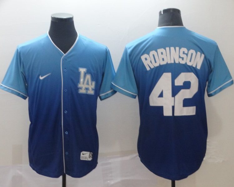 Men's Los Angeles Dodgers Jackie Robinson #42 Blue Stitched Baseball Jersey