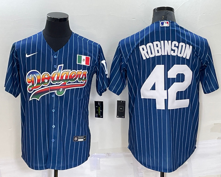 Men's Los Angeles Dodgers Jackie Robinson #42 Blue Stitched Jersey