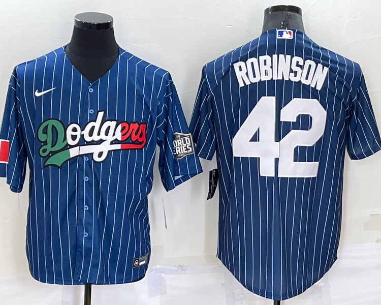 Men's Los Angeles Dodgers Jackie Robinson #42 Blue Stitched Jersey