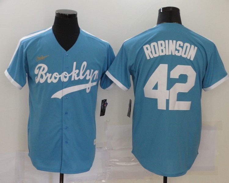 Men's Los Angeles Dodgers Jackie Robinson #42 Light Blue Baseball Jersey