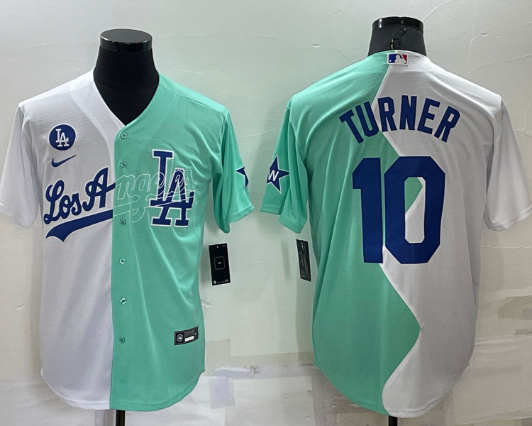 Men's Los Angeles Dodgers Justin Turner #10 White/Green Baseball Jersey