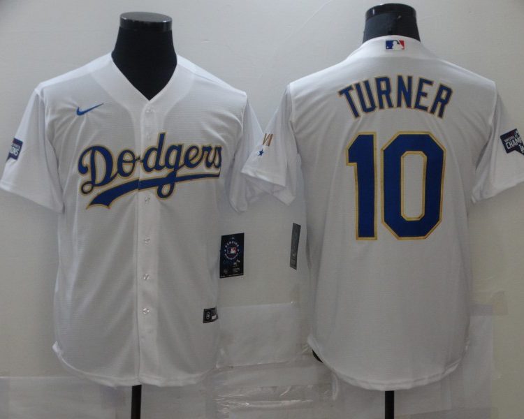 Men's Los Angeles Dodgers Justin Turner #10 White Stitched Jersey