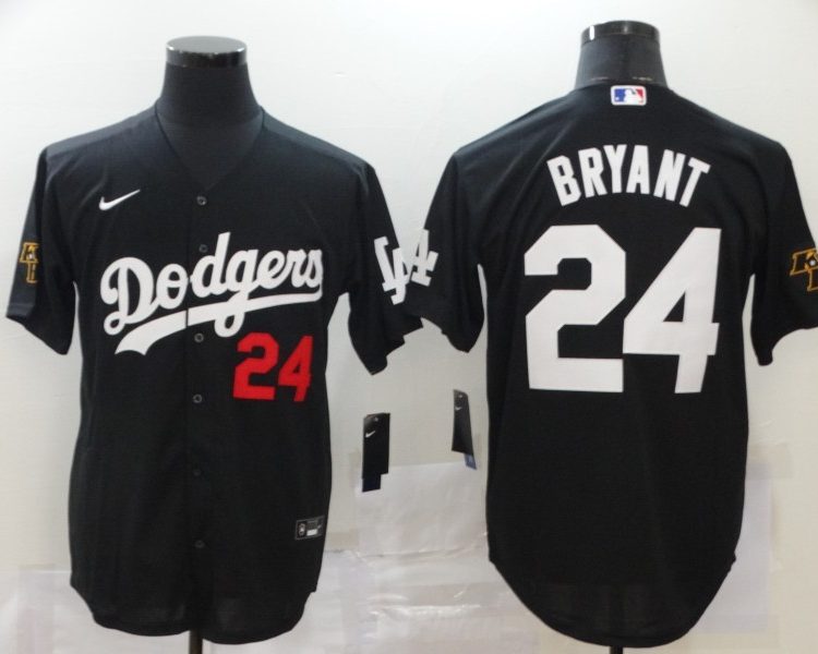 Men's Los Angeles Dodgers Kobe Bryant #24 Black Baseball Jersey