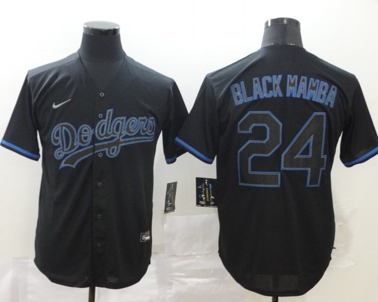 Men's Los Angeles Dodgers Kobe Bryant #24 Black Mamba Baseball Jersey