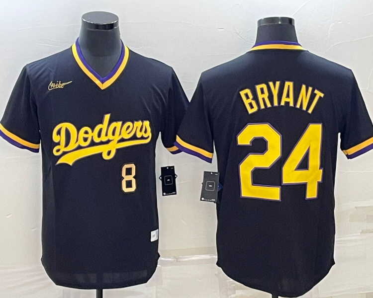 Men's Los Angeles Dodgers Kobe Bryant #8/24 Black Alternate Team Jersey