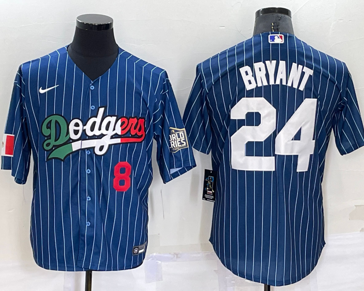 Men's Los Angeles Dodgers Kobe Bryant #8-24 Blue Jersey