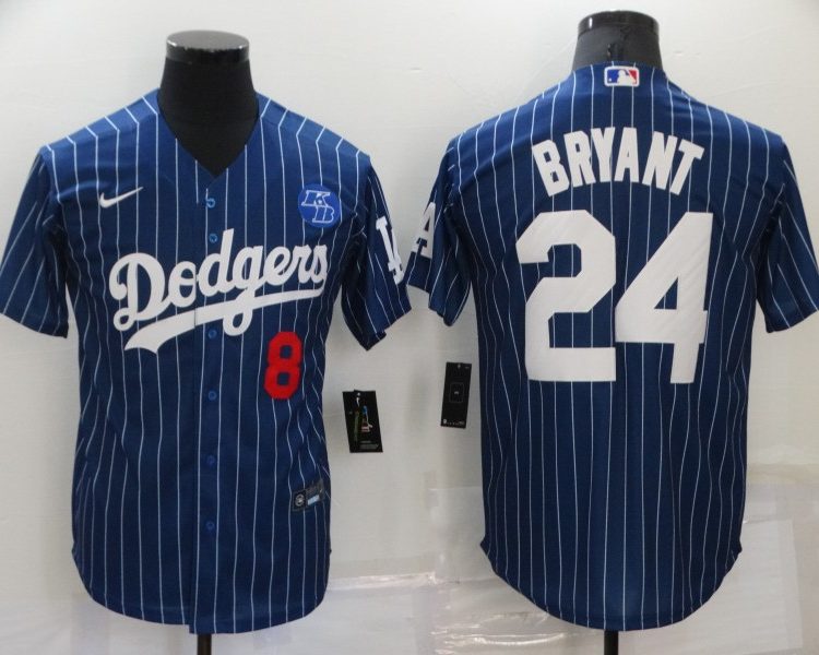 Men's Los Angeles Dodgers Kobe Bryant #8-24 Blue Jersey