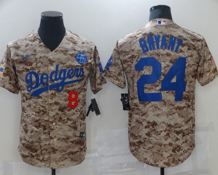 Men's Los Angeles Dodgers Kobe Bryant #8-24 Camouflage Baseball Jersey
