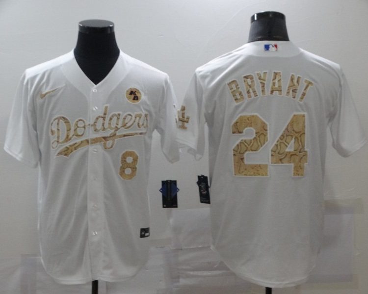 Men's Los Angeles Dodgers Kobe Bryant #8-24 White Jersey