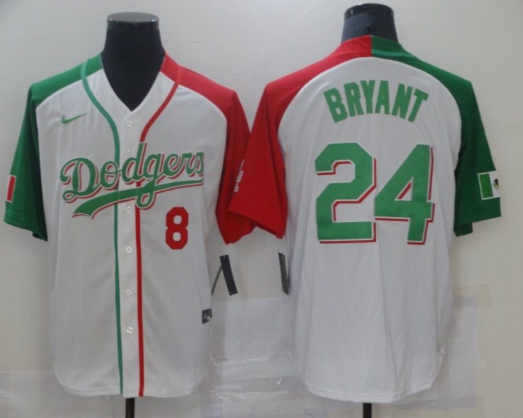 Men's Los Angeles Dodgers Kobe Bryant #8-24 White Jersey