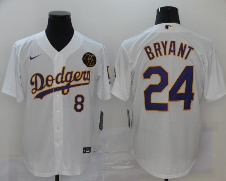 Men's Los Angeles Dodgers Kobe Bryant #8-24 White Jersey