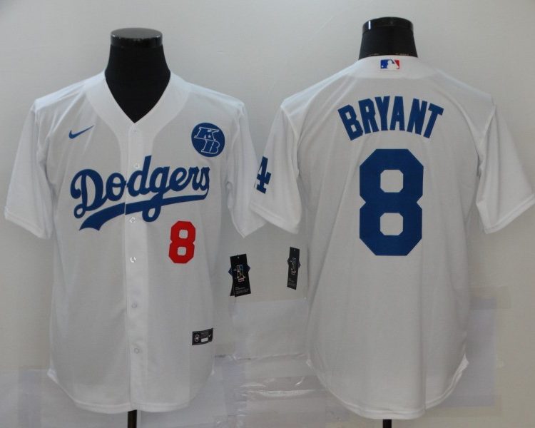 Men's Los Angeles Dodgers Kobe Bryant #8 White Baseball Jersey