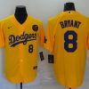 Men's Los Angeles Dodgers Kobe Bryant #8 Yellow Baseball Jersey