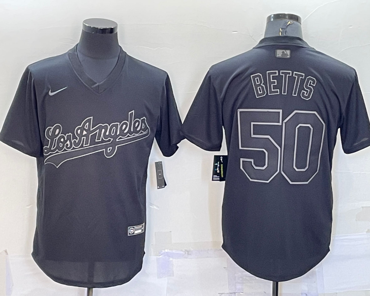 Men's Los Angeles Dodgers Mookie Betts #50 Black Authentic Jersey