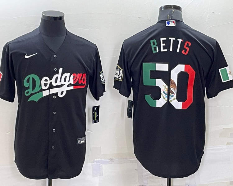 Men's Los Angeles Dodgers Mookie Betts #50 Black Stitched Baseball Jersey