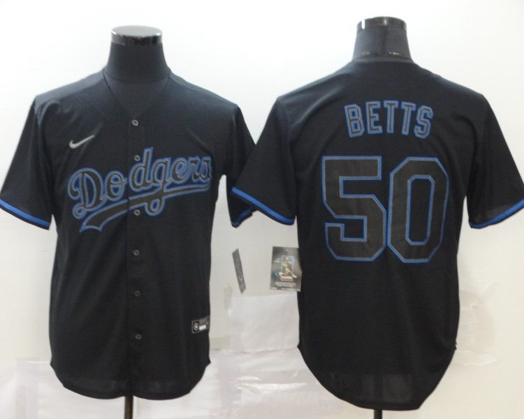 Men's Los Angeles Dodgers Mookie Betts #50 Black Stitched Jersey