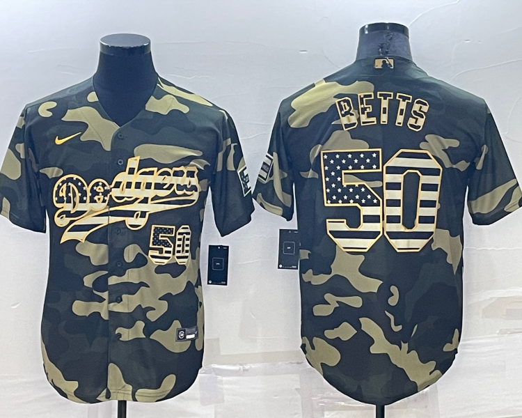Men's Los Angeles Dodgers Mookie Betts #50 Camouflage Baseball Jersey
