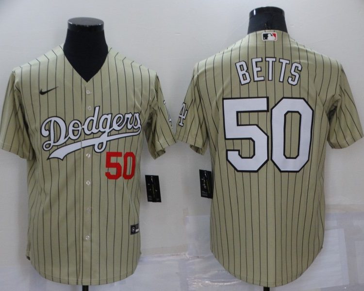 Men's Los Angeles Dodgers Mookie Betts #50 Gold Baseball Jersey