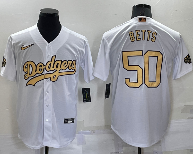 Men's Los Angeles Dodgers Mookie Betts #50 White Alternate Jersey