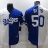 Men's Los Angeles Dodgers Mookie Betts #50 White/Blue Baseball Jersey