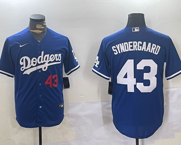 Men's Los Angeles Dodgers Noah Syndergaard #43 Blue Jersey