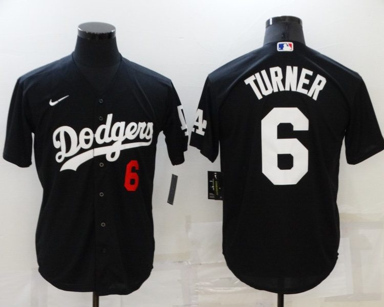 Men's Los Angeles Dodgers Trea Turner #6 Black Stitched Jersey