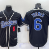 Men's Los Angeles Dodgers Trea Turner #6 Black Stitched Jersey