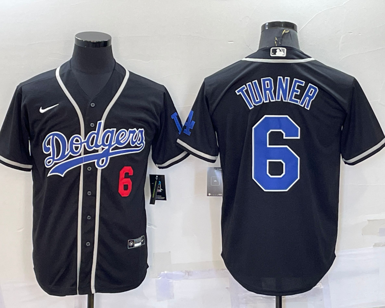 Men's Los Angeles Dodgers Trea Turner #6 Black Stitched Jersey