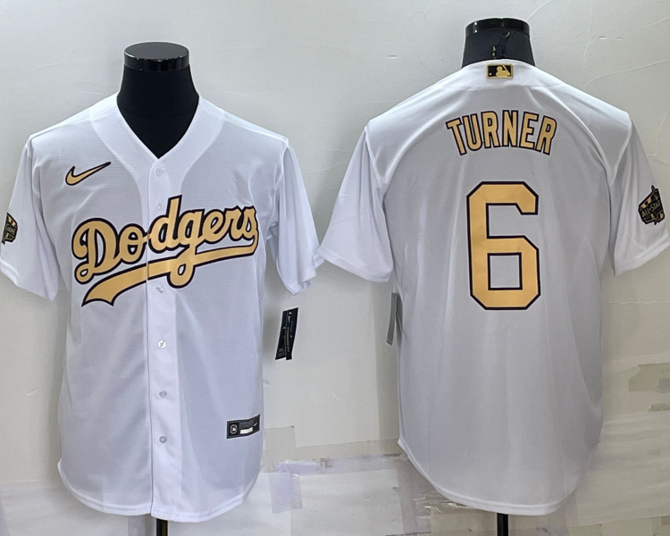 Men's Los Angeles Dodgers Trea Turner #6 White Stitched Jersey