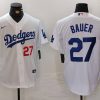 Men's Los Angeles Dodgers Trevor Bauer #27 White Baseball Jersey