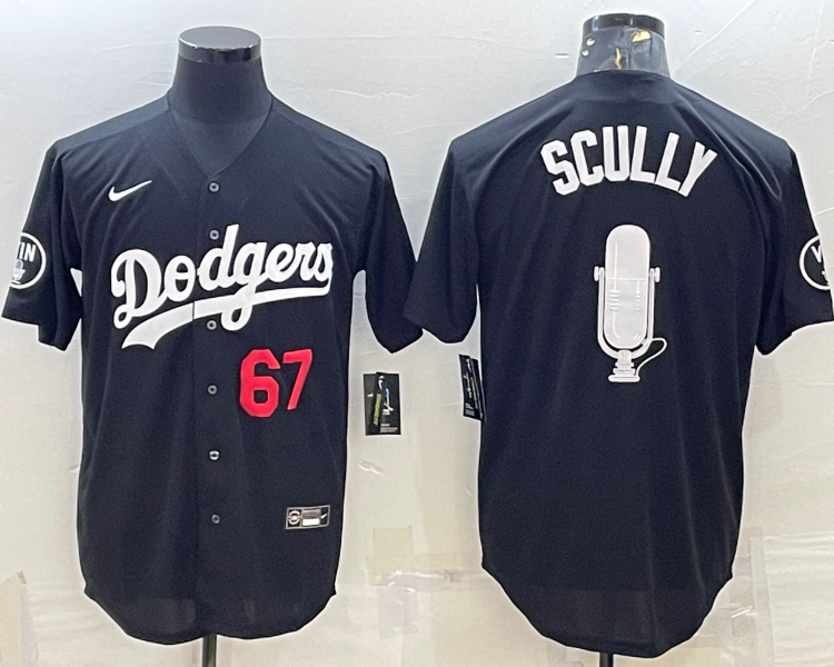 Men's Los Angeles Dodgers Vince Scully #67 Black Baseball Jersey