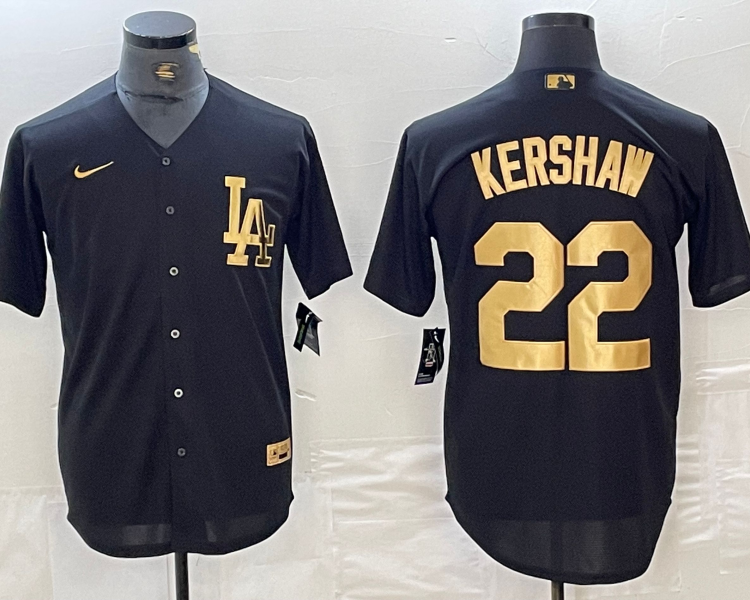 Men's Los Angeles Dodgers Clayton Kershaw #22 Black Limited Jersey