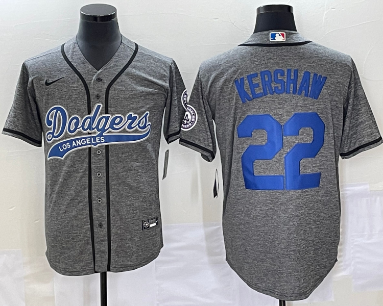 Men's Los Angeles Dodgers Clayton Kershaw #22 Gray Jersey Joint Edition
