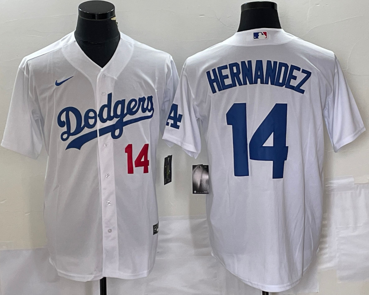 Men's Los Angeles Dodgers Enrique Hernandez #14 White Baseball Jersey