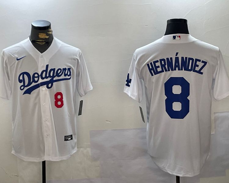Men's Los Angeles Dodgers Enrique Hernandez #8 White Jersey