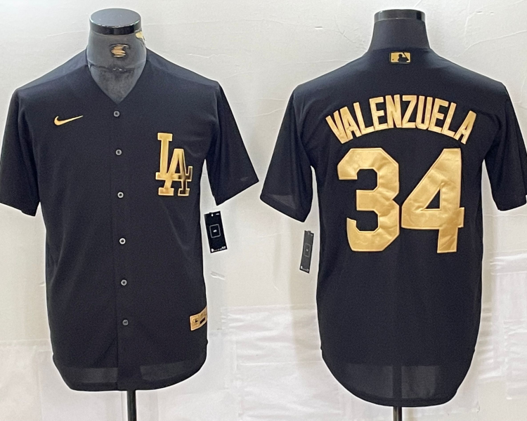 Men's Los Angeles Dodgers Fernando Valenzuela #34 Black Limited Jersey