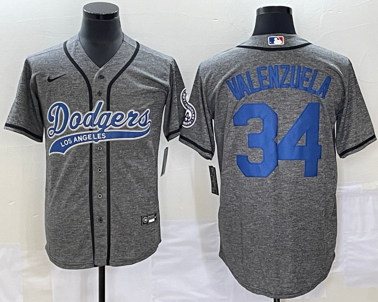 Men's Los Angeles Dodgers Fernando Valenzuela #34 Gray Jersey Joint Edition