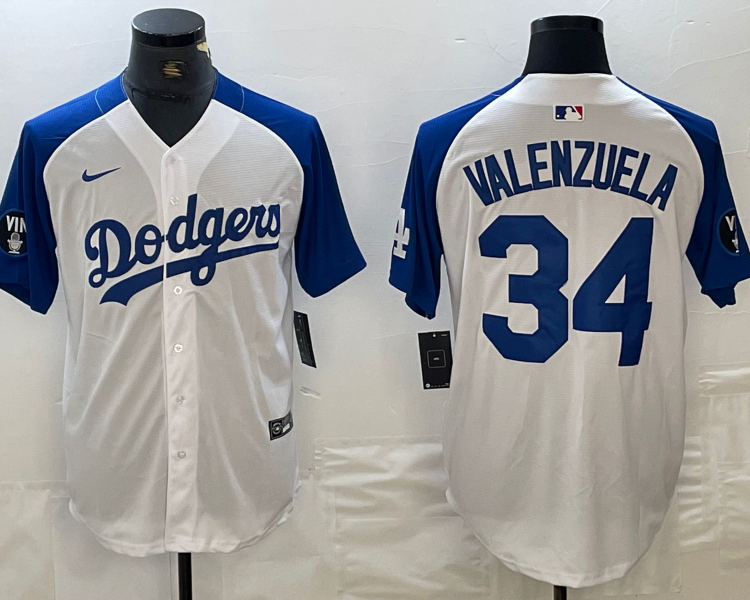 Men's Los Angeles Dodgers Fernando Valenzuela #34 White Limited Jersey