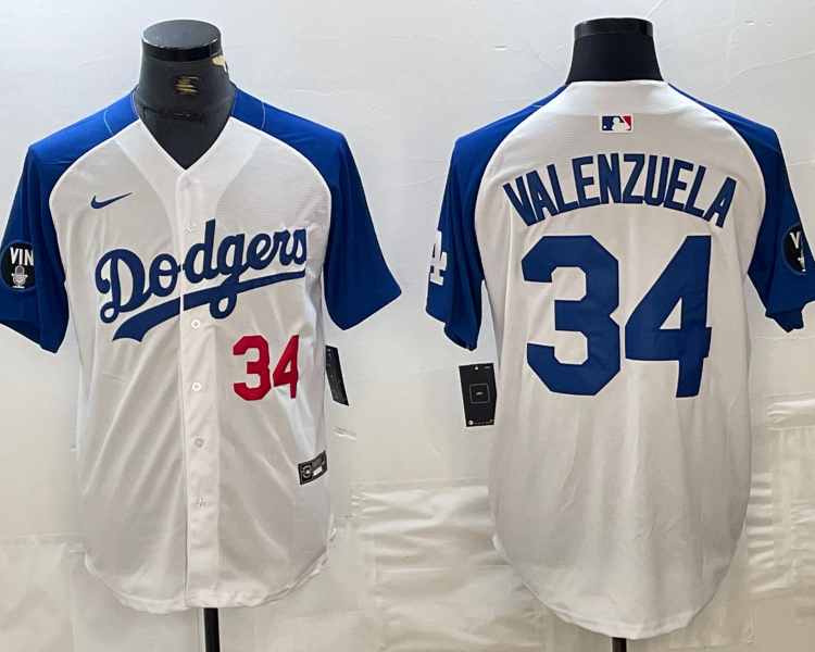 Men's Los Angeles Dodgers Fernando Valenzuela #34 White Limited Jersey